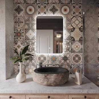 Зеркало MIXLINE "Алон радиус" - ЭКОНОМ 500*700 (ШВ) светодиодная подсветка, сенсорный выключатель