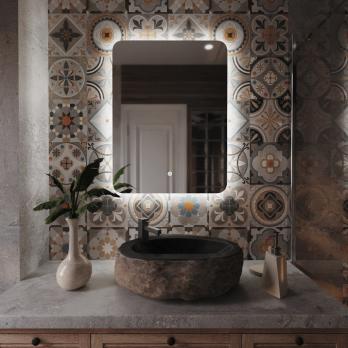 Зеркало MIXLINE "Алон радиус" - ЭКОНОМ 600*800 (ШВ) светодиодная подсветка, сенсорный выключатель