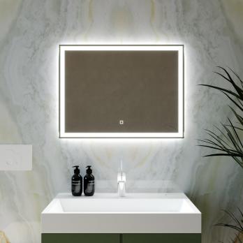 Зеркало MIXLINE "Норма-Лайт" 800*600 (ШВ) ал. профиль, сенсорный выключатель,светодиодная подсветка