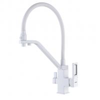Смеситель для кухни 35k G4317-8 GAPPO с вых. для пит. фильтра, п/шпильку, гибкий излив Белый-хром
