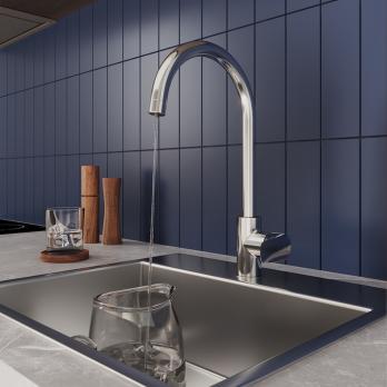 Смеситель для кухни 35к Milardo RORSBFJM05 "Rora" с вых. для пит. фильтра, выс. пов. излив, ХРОМ