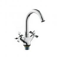 Смеситель для раковины 1/2 кер L1122-2 Ledeme высокий пов. излив, п/гайку, ХРОМ