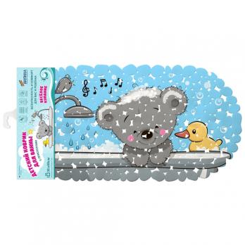 Коврик 69х36 на присосках "Мишка в ванне"