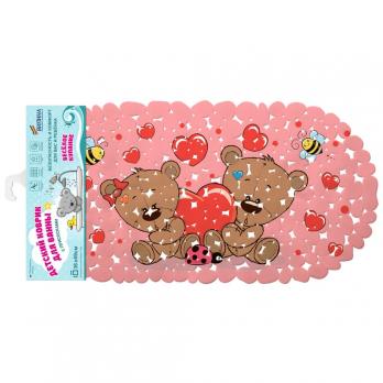 Коврик 69х36 на присосках "Мишки с сердечками"