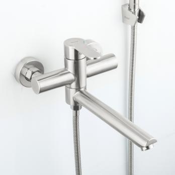 Смеситель для ванны 35k F32801 FRAP круглый пов. излив, сатин, нерж. сталь