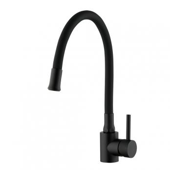 Смеситель для кухни 35к F40994-6 FRAP (гибкий излив, п/гайку, ЧЕРНЫЙ, нерж.сталь)