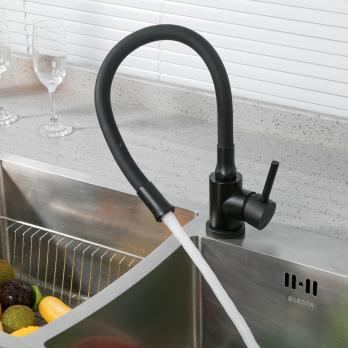 Смеситель для кухни 35к F40994-6 FRAP (гибкий излив, п/гайку, ЧЕРНЫЙ, нерж.сталь)