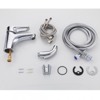 Смеситель для раковины 40к F1268 FRAP с гигиенической лейкой (литой, п/гайку,  ХРОМ, латунь)