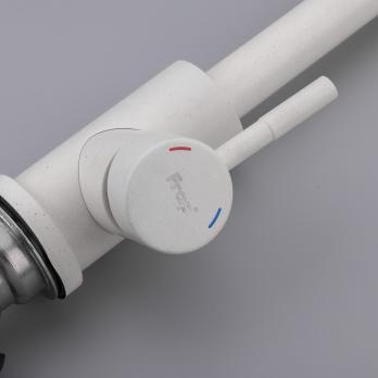 Смеситель для кухни 35к F40899-1 FRAP (выс.пов.излив, п/гайку, БЕЛЫЙ, нерж.сталь)