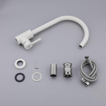 Смеситель для кухни 35к F40899-1 FRAP (выс.пов.излив, п/гайку, БЕЛЫЙ, нерж.сталь)