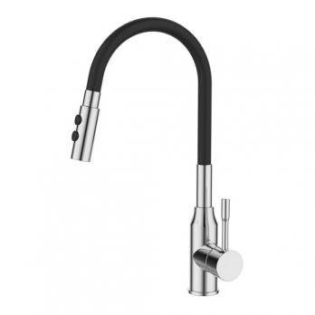 Смеситель для кухни 35к Milardo M01SB2FM05 "Meal" гибкий, высокий пов. излив, п/гайку ЧЕРНЫЙ-Хром
