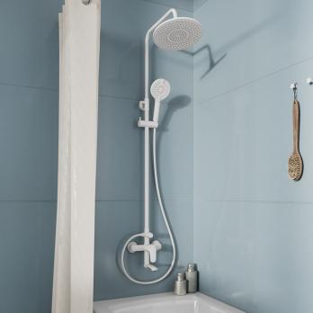 Душевая система 35к Milardo RORWT4FM06 "Rora" лейка "Тропический душ", БЕЛЫЙ матовый