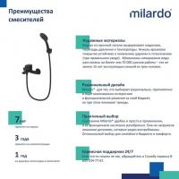 Смеситель для ванны 35к Milardo RORBL00M02 "Rora" с душ. аксессуарами, ЧЕРНЫЙ матовый