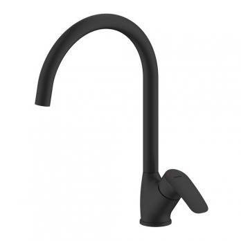 Смеситель для кухни 35к Milardo RORBL0JM05 "Rora"  высокий пов. излив, п/гайку, ЧЕРНЫЙ матовый