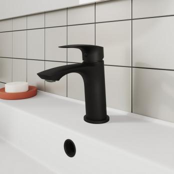 Смеситель для раковины 35к Milardo RORBL00M01 "Rora" литой, п/шпильку, ЧЕРНЫЙ матовый