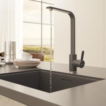 Смеситель для кухни 35к MIXLINE ML-GS14 (342) графит высок. излив