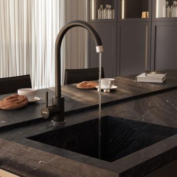 Смеситель для кухни 35к MIXLINE ML-GS15 (308) черный высок. излив