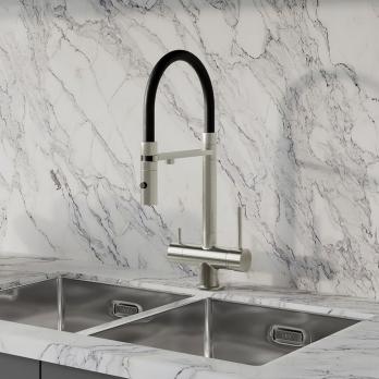 Смеситель для кухни 35к IDDIS ACEBNFFi05 "Ace" высокий, 3 в1, вых. д/пит. фильтра, душ САТИН