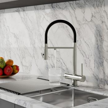 Смеситель для кухни 35к IDDIS ACEBNFFi05 "Ace" высокий, 3 в1, вых. д/пит. фильтра, душ САТИН