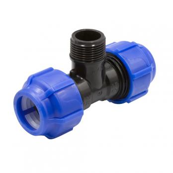 Тройник ПЭ с наруж. труб. резьбой 32х1/2''х32 (обж.) SPEKTR