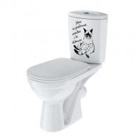 Унитаз-компакт "Комфорт" Декор "Кот на заседании" (кос,ниж,сид. полип.,2-кн.арм)   (Rosa)