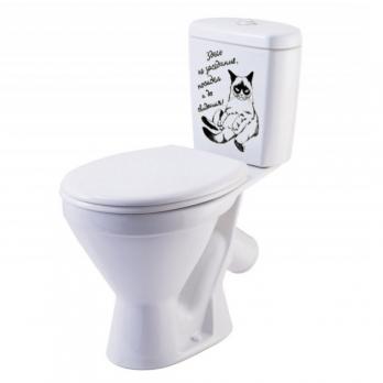 Унитаз-компакт "Стандарт" Декор "Кот на заседании" (кос,ниж,сид. полип.арм)   (Rosa)
