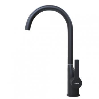 Смеситель для кухни 35k MIXLINE ML23-032 "Round Black" высокий излив боковая ручка ЧЕРНЫЙ