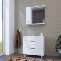 Зеркальный шкаф "КВАДРО-75" левый с подсветкой (ПВХ)