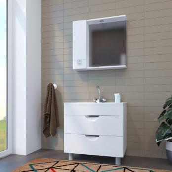 Зеркальный шкаф "КВАДРО-75" левый с подсветкой (ПВХ)