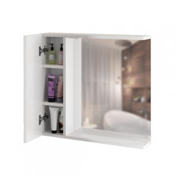 Зеркальный шкаф "КВАДРО-75" левый с подсветкой (ПВХ)