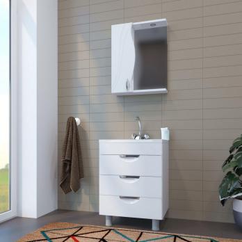 Зеркальный шкаф "ЛИМА-55" левый с подсветкой (ПВХ)