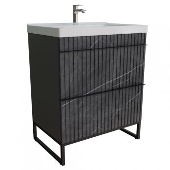 Тумба д/ванной "Окленд -70" Графит Мрамор под раковину Грэйс- 70 (DREJA) ЛОФТ (ПВХ)