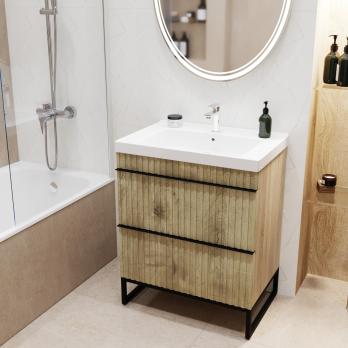 Тумба д/ванной "Окленд -70" Дуб Мелфорд под раковину Грэйс- 70 (DREJA) ЛОФТ (ПВХ)