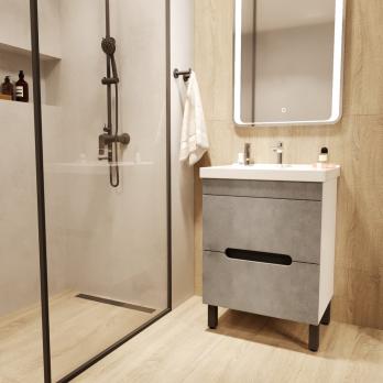 Тумба д/ванной "Честер -60" Бетон под раковину Грэйс- 60 (DREJA) (ПВХ)