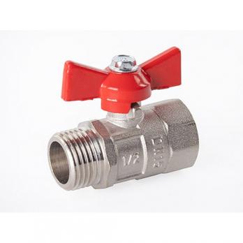 Кран шаровой 1/2'' вн/нар бабочка Практик 131   ГАЛЛОП никель