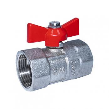 Кран шаровой 3/4'' вн/вн бабочка Практик 130  ГАЛЛОП никель