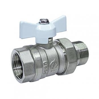 Кран шаровой со сгоном 3/4'' бабочка БЕЛАЯ 11б27п1 Стандарт 231 ГАЛЛОП никель PN40