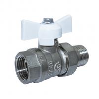Кран шаровой со сгоном 1/2'' бабочка БЕЛАЯ 11б27п1 Стандарт 232 ГАЛЛОП никель PN 40