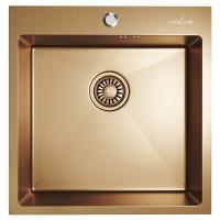 Мойка настол.монтаж 50х50 (3,0) вып 3 1/2  MIXLINE PRO С ФАСКОЙ 20см с сифоном (бронза)