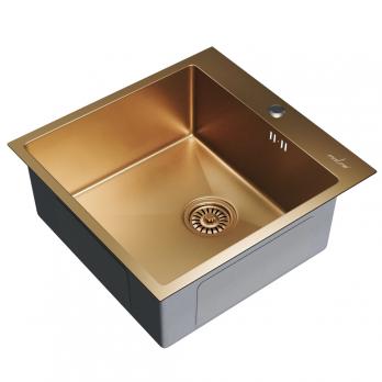 Мойка настол.монтаж 50х50 (3,0) вып 3 1/2  MIXLINE PRO С ФАСКОЙ 20см с сифоном (бронза)