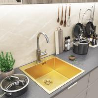 Мойка настол.монтаж 50х50 (3,0) вып 3 1/2  MIXLINE PRO С ФАСКОЙ 20см с сифоном (золото)