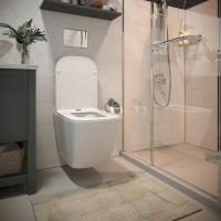 Унитаз подвесной безободковый WAVE QUADRO сид. дюропласт, м/л, быстр, БЕЛЫЙ глянец (XL)