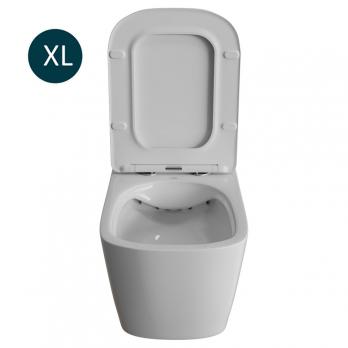 Унитаз подвесной безободковый WAVE QUADRO сид. дюропласт, м/л, быстр, БЕЛЫЙ глянец (XL)