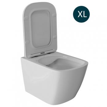 Унитаз подвесной безободковый WAVE QUADRO сид. дюропласт, м/л, быстр, БЕЛЫЙ глянец (XL)