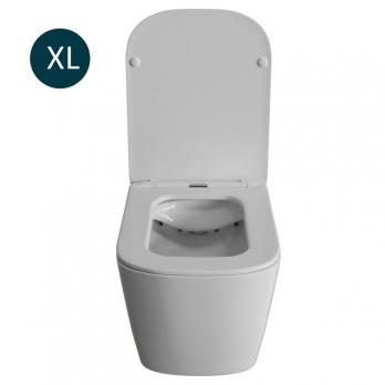 Унитаз подвесной безободковый WAVE QUADRO сид. дюропласт, м/л, быстр, БЕЛЫЙ глянец (XL)