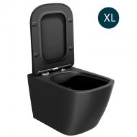 Унитаз подвесной безободковый WAVE QUADRO сид. дюропласт, м/л, быстр, ЧЕРНЫЙ матовый (XL)
