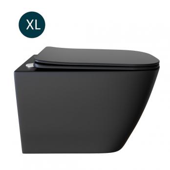 Унитаз подвесной безободковый WAVE QUADRO сид. дюропласт, м/л, быстр, ЧЕРНЫЙ матовый (XL)