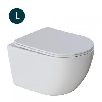 Унитаз подвесной безободковый WAVE ROUND сид. дюропласт, м/л, быстр, БЕЛЫЙ глянец (L)