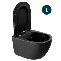 Унитаз подвесной безободковый WAVE ROUND сид. дюропласт, м/л, быстр, ЧЕРНЫЙ матовый (L)