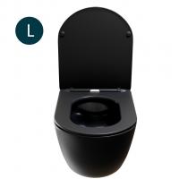Унитаз подвесной безободковый WAVE ROUND сид. дюропласт, м/л, быстр, ЧЕРНЫЙ матовый (L)